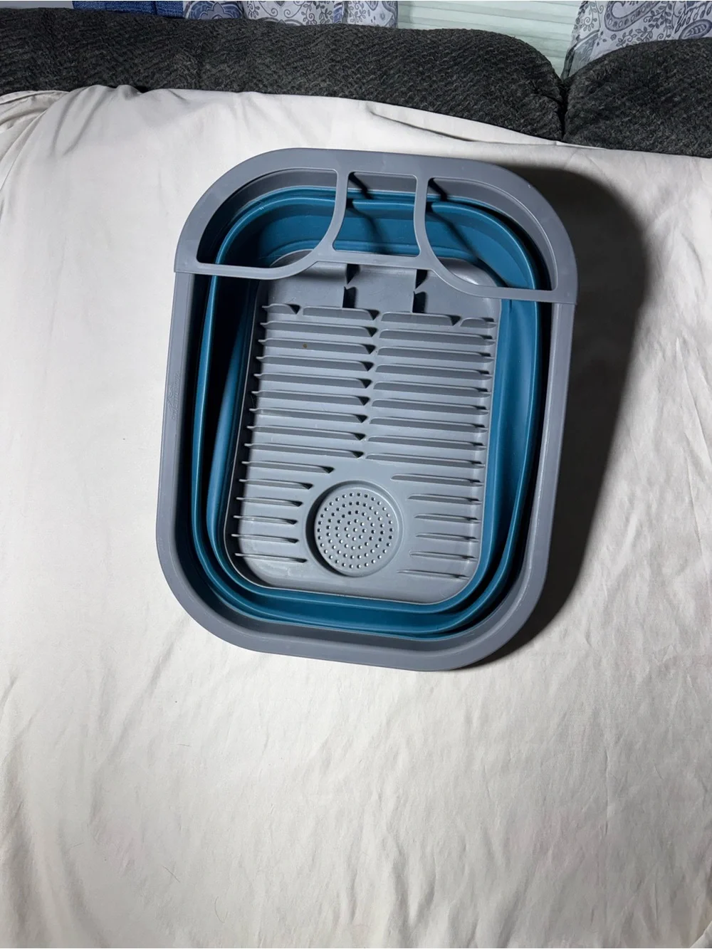 Gray and Teal Collapsible Dish Drying Rack - Brand: